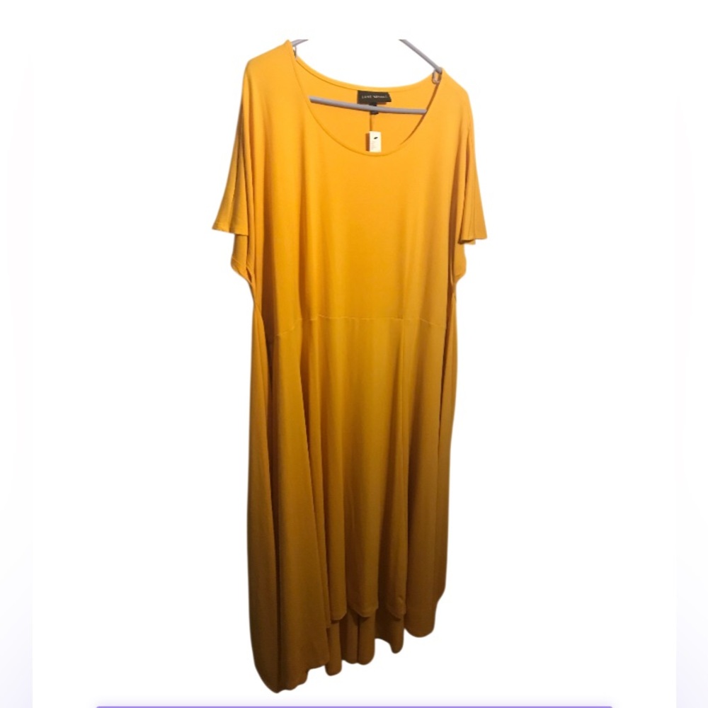 Lane Bryant Mustard Yellow Relaxed Scoop Neck Midi Dress Size 18/20 NWT